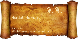 Hankó Martin névjegykártya